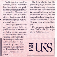 Diplomlehrganges Kulturmanagement des BFI Oberösterreich