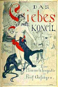 Titelbild der 1897 verlegten Ausgabe des Liebeskonzils, 