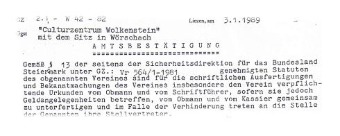 Auszug aus der Amtsbestätigung der BH Liezen 