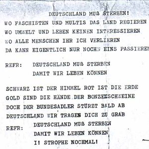 Textblatt von Deutschland muß sterben
